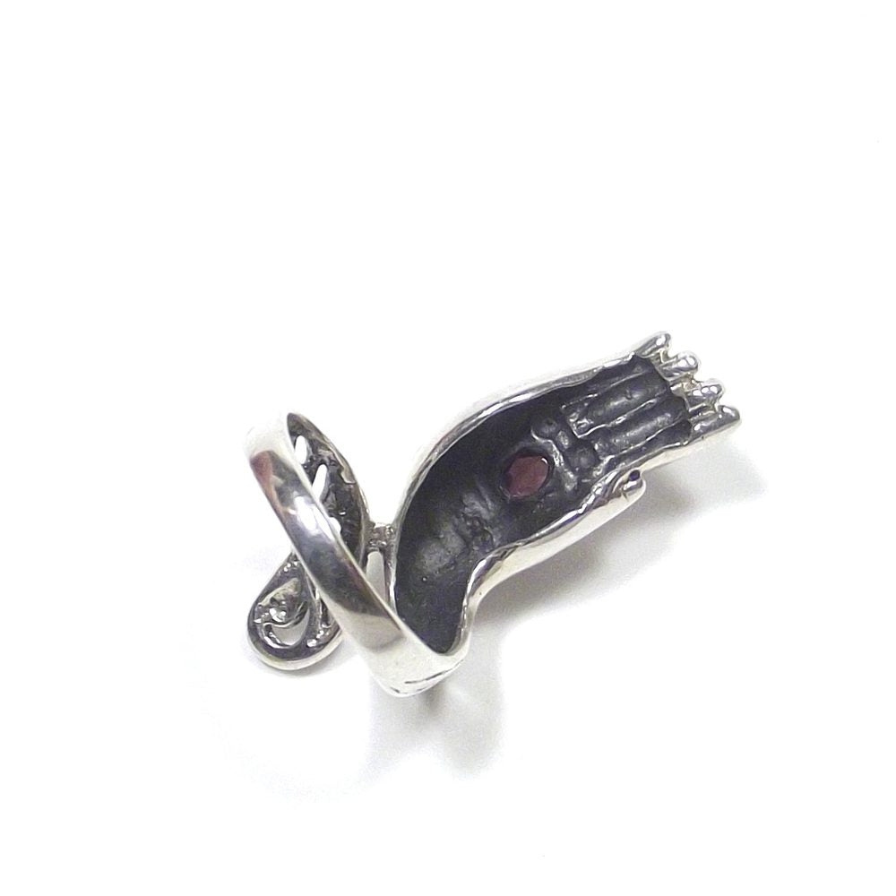 ANELLO GRANATO e argento 925 mano MUDRA YOGA – immagine6