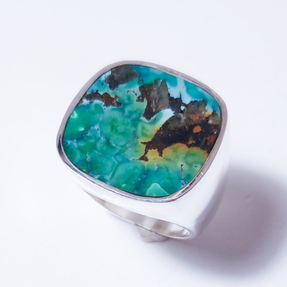 ANELLO artigianale in argento 925 con pietra - ORISSA