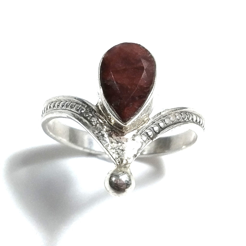 Fede indiana con pietra in argento 925 con radice di rubino| GIOIELLI IN ARGENTO