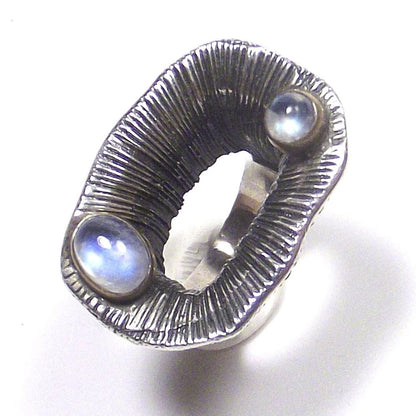 ANELLO argento pietra di luna arcobaleno