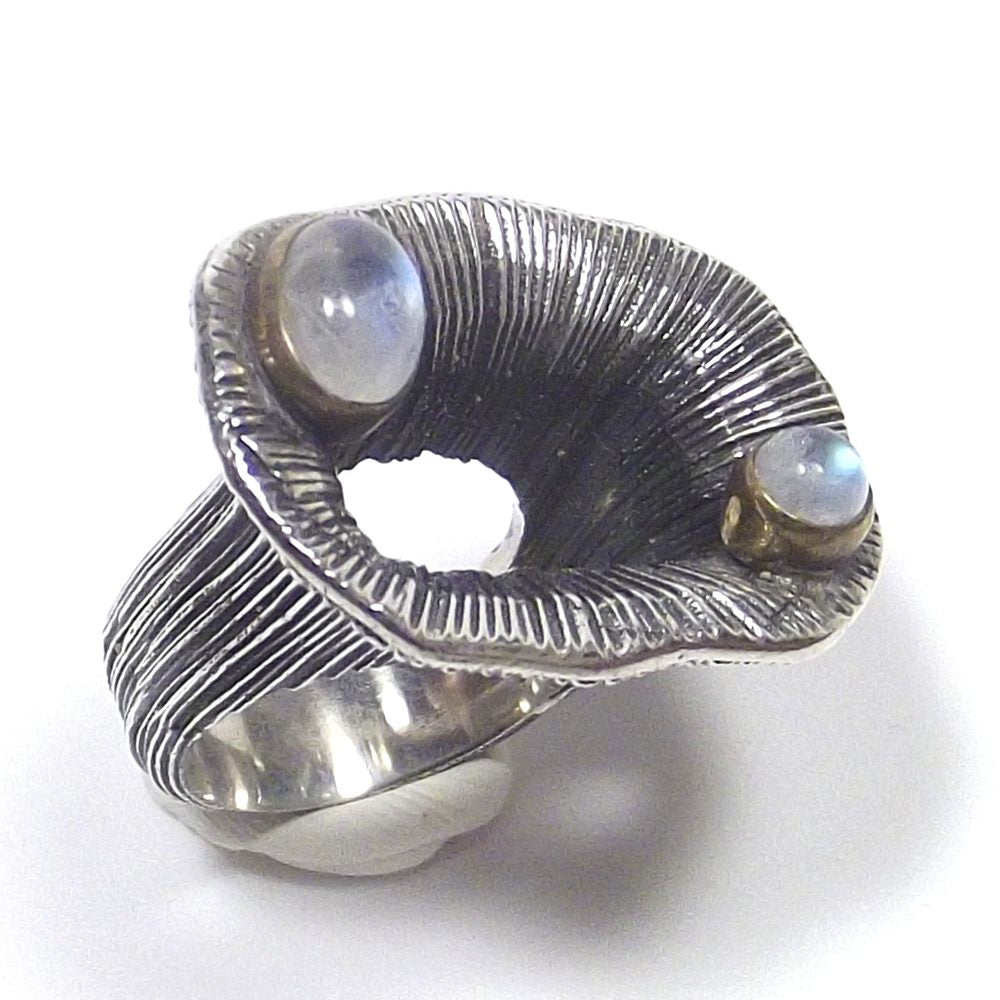 ANELLO argento pietra di luna arcobaleno – pietra di luna