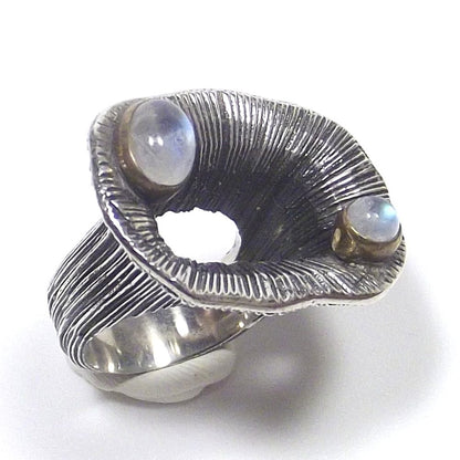 ANELLO argento pietra di luna arcobaleno – pietra di luna