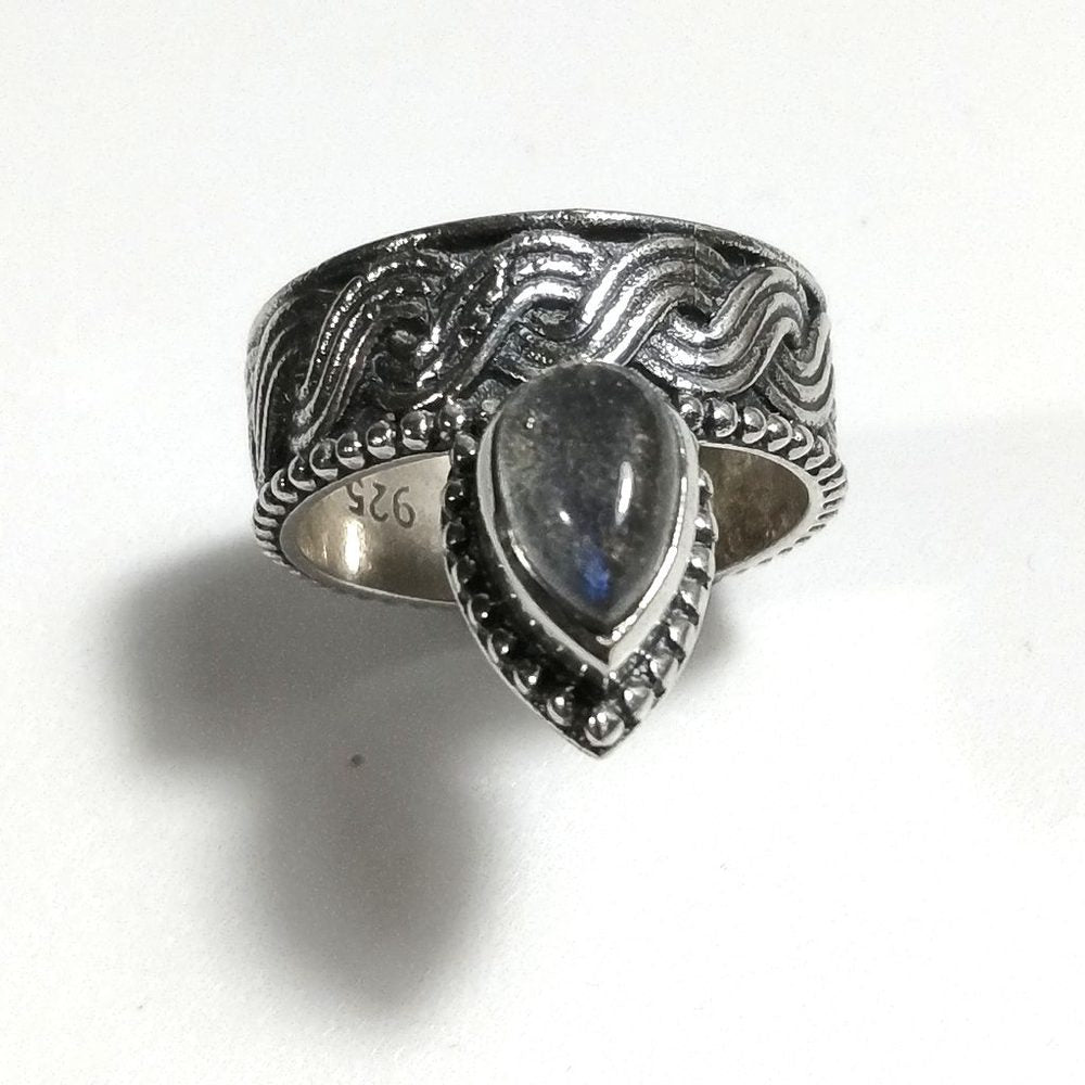 ANELLO ETNICO in argento 925 Anello con pietra Labradorite | ANELLI ARGENTO