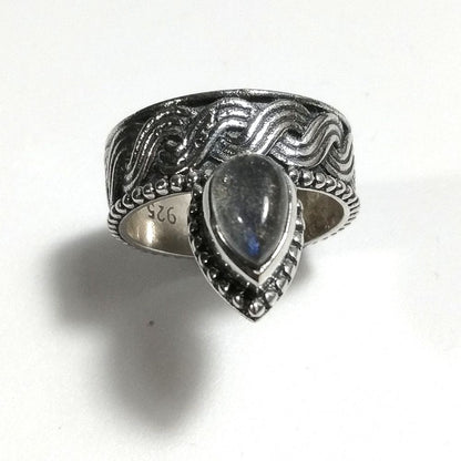 ANELLO ETNICO in argento 925 Anello con pietra Labradorite | ANELLI ARGENTO