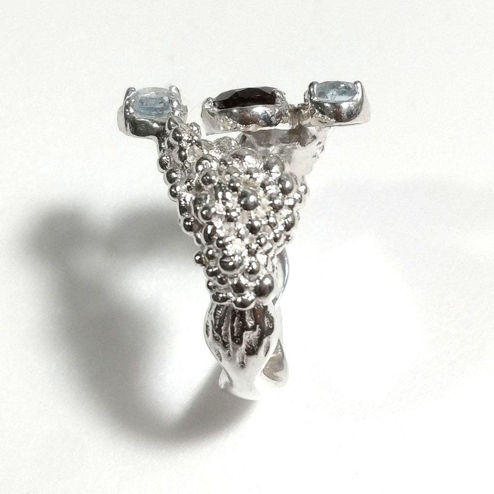 ANELLO artigianale in argento 925 Anello con pietra Labradorite Pietra di Luna , Topazio azzurro | ANELLI ARGENTO