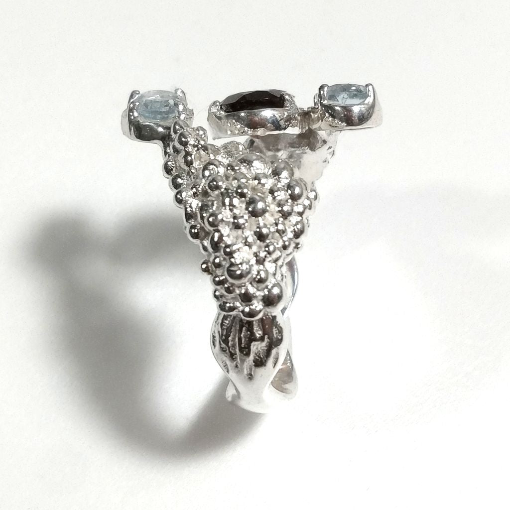 ANELLO artigianale in argento 925 Anello con pietra Labradorite Pietra di Luna , Topazio azzurro | ANELLI ARGENTO