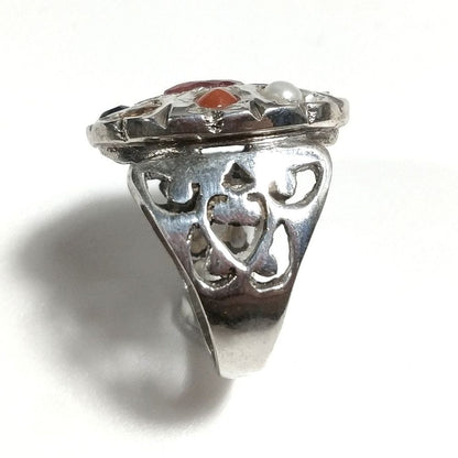 ANELLO ETNICO in argento 925 con NAVRATAN Radice di Rubino , Radice di Smeraldo| GIOIELLI ETNICI
