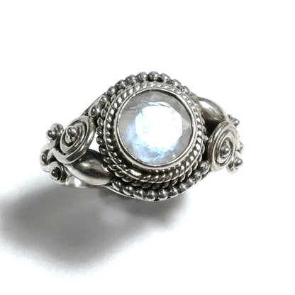 Anello con pietra in argento 925 con Pietra di luna, Ametista, Onice nero | GIOIELLI ETNICI
