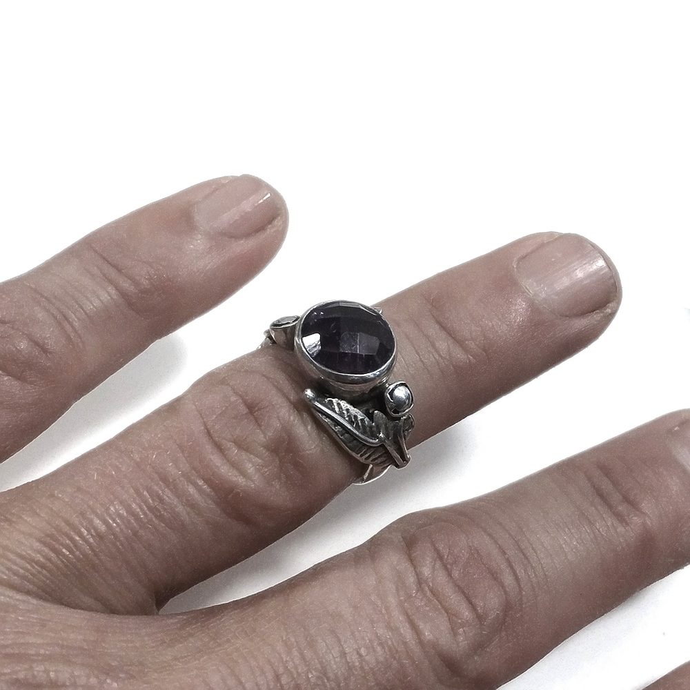 Anello fascia in argento 925 ANELLO artigianale Ametista | ANELLI ARGENTO | Anello piuma