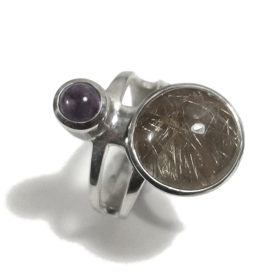ANELLO artigianale in argento 925 con Perla - quarzo rutilato | Gioielli in argento | Labradorite