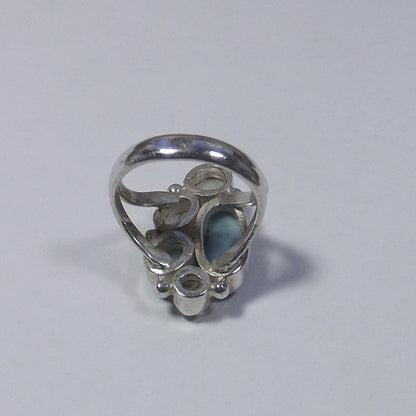 ANELLO argento Larimar pietra di luna e perla 13 - 15 – immagine3