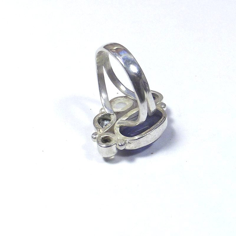 ANELLO argento 925 cianite, pietra di luna, topazio e perla – immagine2