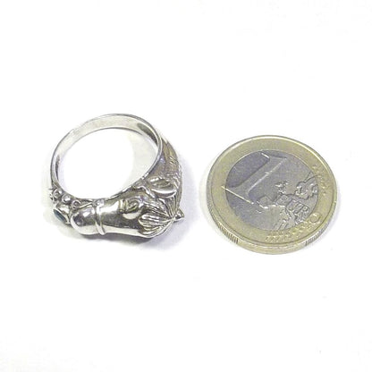 Anello in argento 925 testa di cavallo con agata smeraldo – immagine5