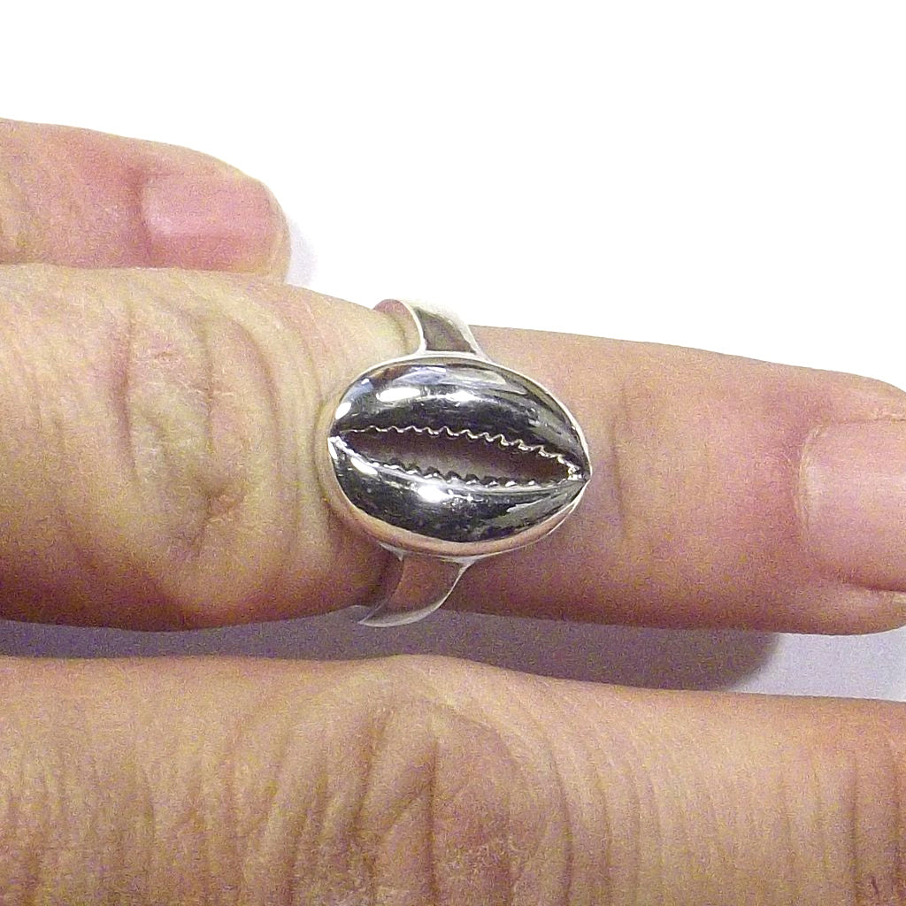 Anello in argento con conchiglia ciprea