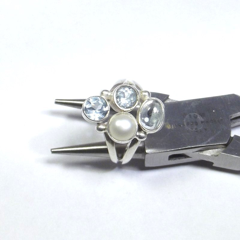 ANELLO argento 925 ACQUAMARINA, perla e TOPAZIO azzurro 15 - 17 – immagine8