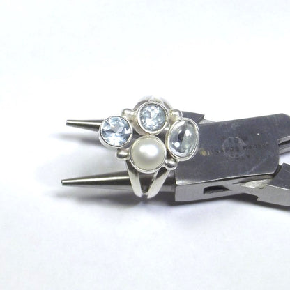 ANELLO argento 925 ACQUAMARINA, perla e TOPAZIO azzurro 15 - 17 – immagine8