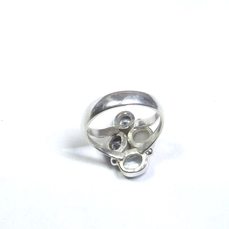 ANELLO argento 925 ACQUAMARINA, perla e TOPAZIO azzurro 15 - 17 – immagine2