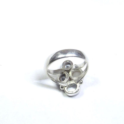 ANELLO argento 925 ACQUAMARINA, perla e TOPAZIO azzurro 15 - 17 – immagine2