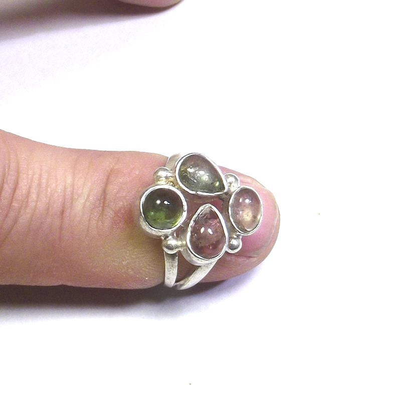 ANELLO Tormalina e argento cabouchon