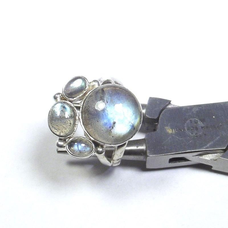 ANELLO argento con Labradorite cabouchon tondo