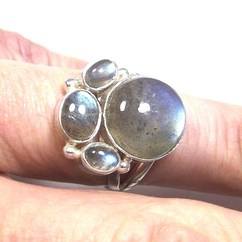 ANELLO argento con Labradorite cabouchon tondo 21 - 23 – immagine2