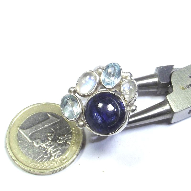 ANELLO argento 925 cianite, pietra di luna, topazio 18 - 21 – immagine6