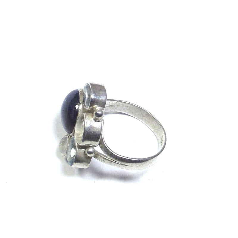 ANELLO argento 925 cianite, pietra di luna, topazio 18 - 21 – immagine3