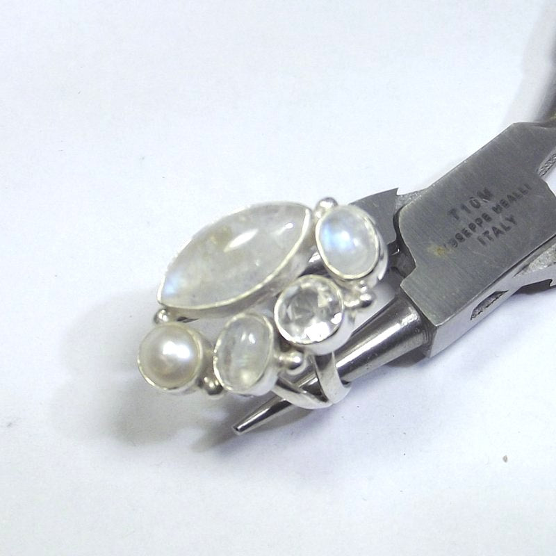 ANELLO Pietra di luna, perla e argento pivè – immagine5