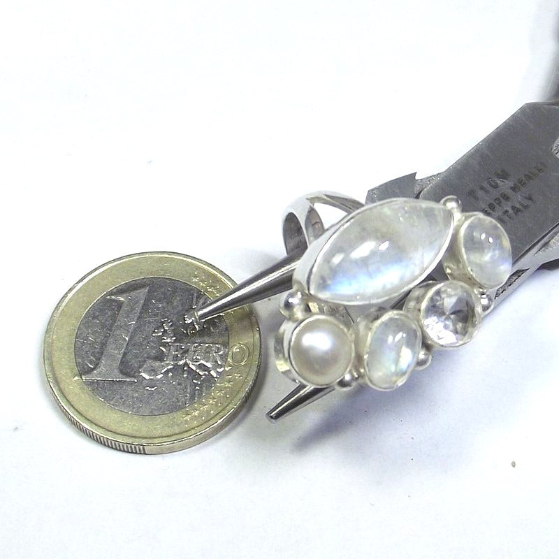 ANELLO Pietra di luna, perla e argento pivè – immagine4