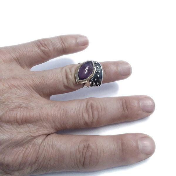 Anello fascia in argento 925 ANELLO artigianale con pietra | ANELLI artigianali