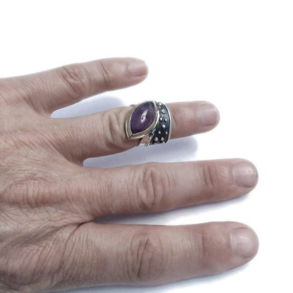 Anello fascia in argento 925 ANELLO artigianale con pietra | ANELLI artigianali