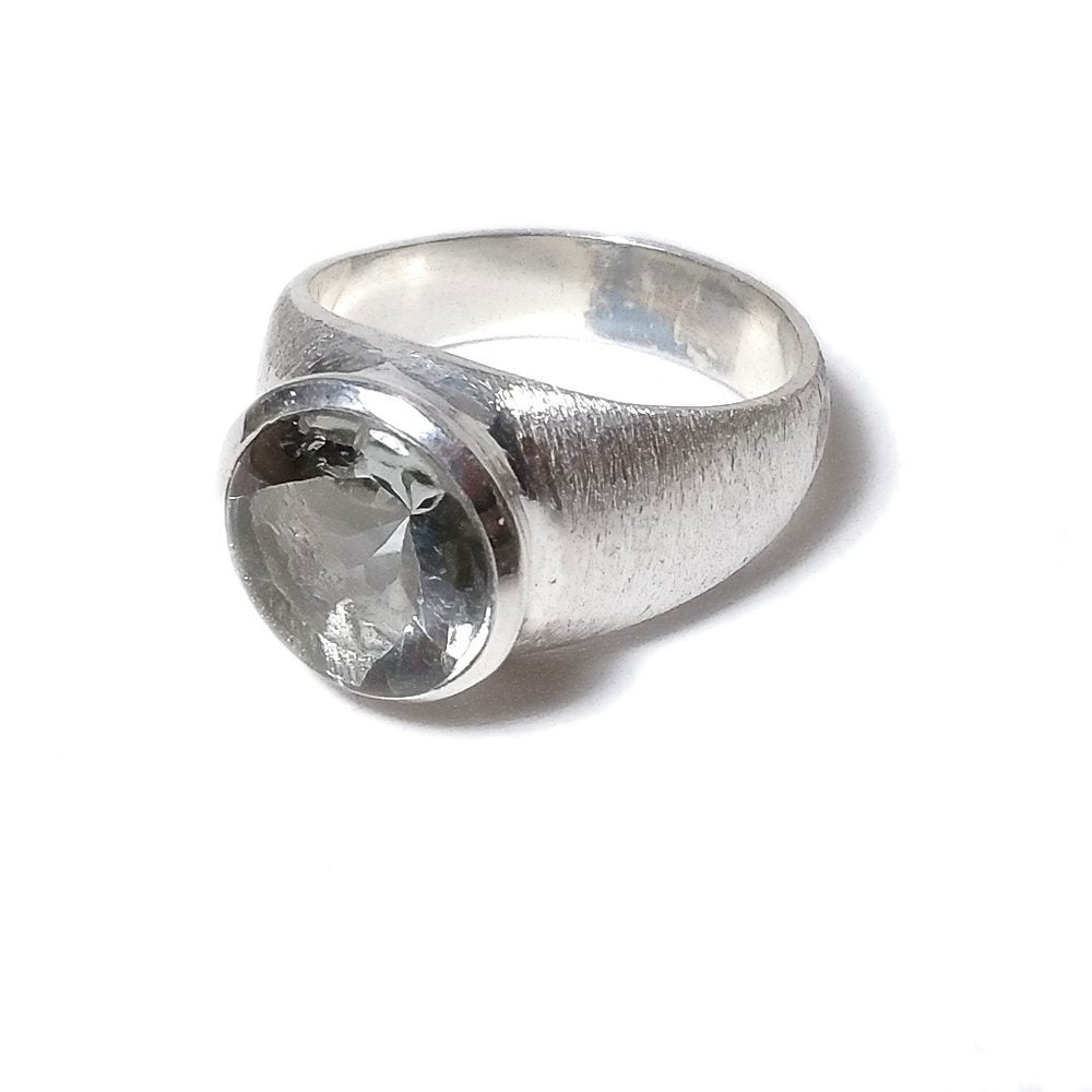 Anello fascia satinata in argento 925 ANELLO artigianale con pietra | ANELLI ARGENTO ametista verde