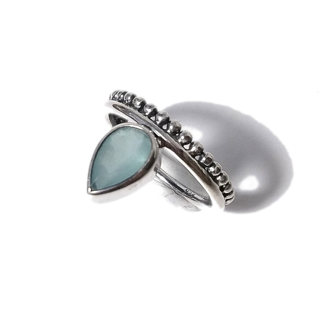 Calcedonio Anello etnica MANTRA in argento 925 ANELLO artigianale con pietra | GIOIELLI etnici