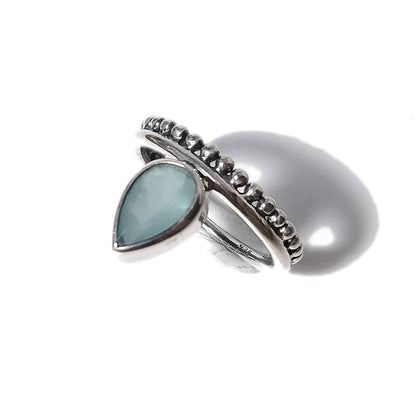Calcedonio Anello etnica MANTRA in argento 925 ANELLO artigianale con pietra | GIOIELLI etnici