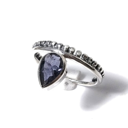 Iolite Anello etnica MANTRA in argento 925 ANELLO artigianale con pietra | GIOIELLI etnici