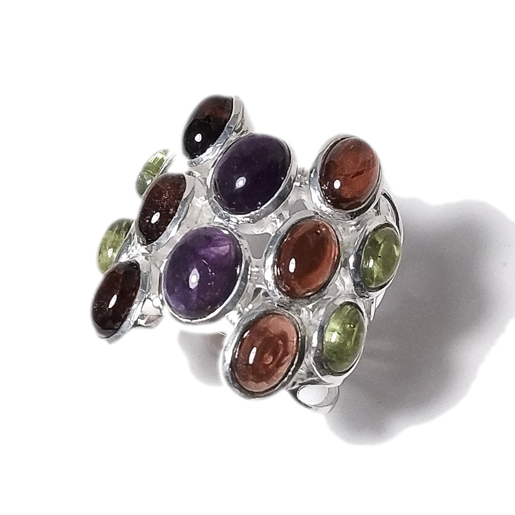 Granato Ametista Peridoto Anello PARIS in argento 925 ANELLO artigianale con pietre | GIOIELLI ARGENTO