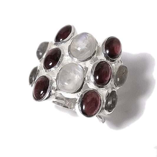 Pietra di luna Granato Labradorite Anello PARIS in argento 925 ANELLO artigianale con pietre | GIOIELLI ARGENTO