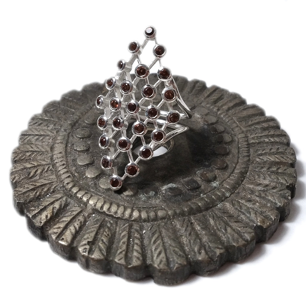 Granato Anello TURBOT in argento 925 ANELLO artigianale con pietre | GIOIELLI ARGENTO