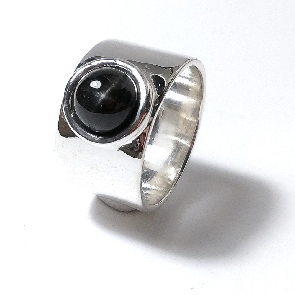 Anello fascia larga in argento 925 con pietra - MARY