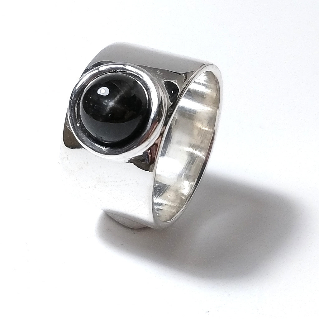 Anello fascia larga in argento 925 con pietra - MARY