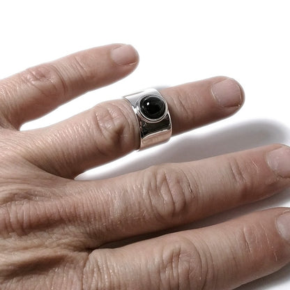 Anello fascia larga in argento 925 con pietra - MARY
