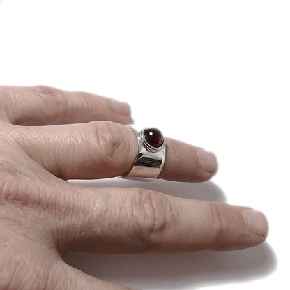 Anello fascia larga in argento 925 con pietra - MARY