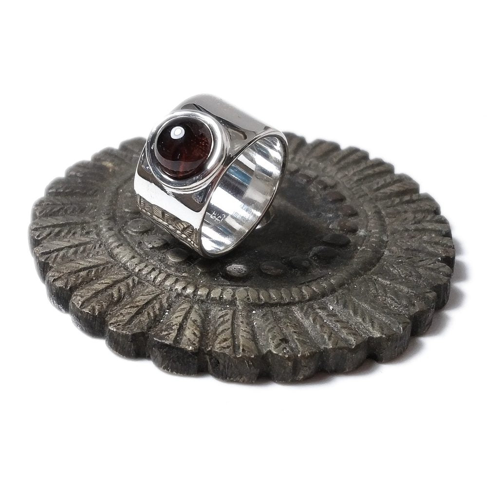Anello fascia larga in argento 925 con pietra - MARY