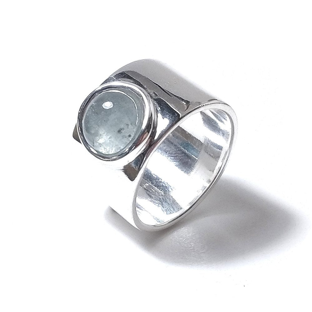 Anello fascia larga in argento 925 con pietra - MARY