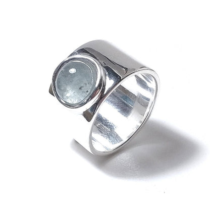Anello fascia larga in argento 925 con pietra - MARY