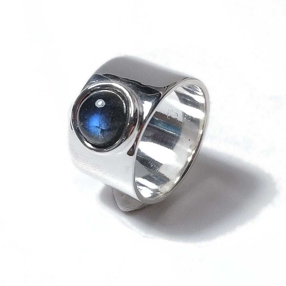Anello fascia larga in argento 925 con pietra - MARY