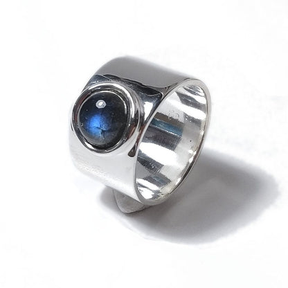 Anello fascia larga in argento 925 con pietra - MARY