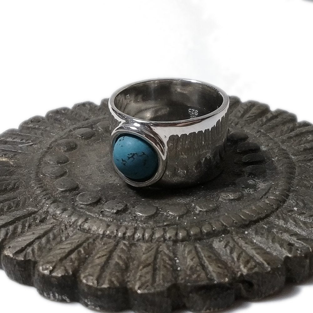 Anello fascia larga in argento 925 con pietra - MARY