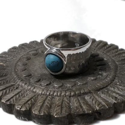 Anello fascia larga in argento 925 con pietra - MARY