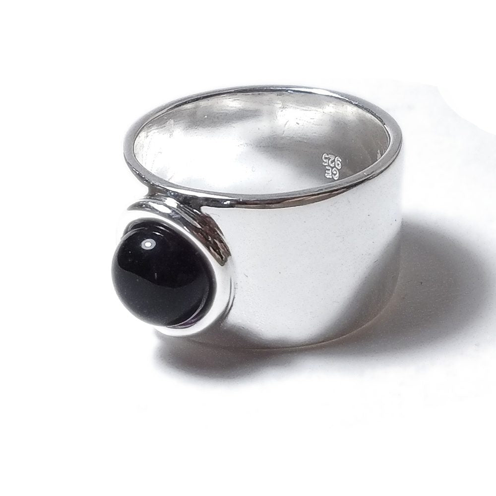 Anello fascia larga in argento 925 con pietra - MARY